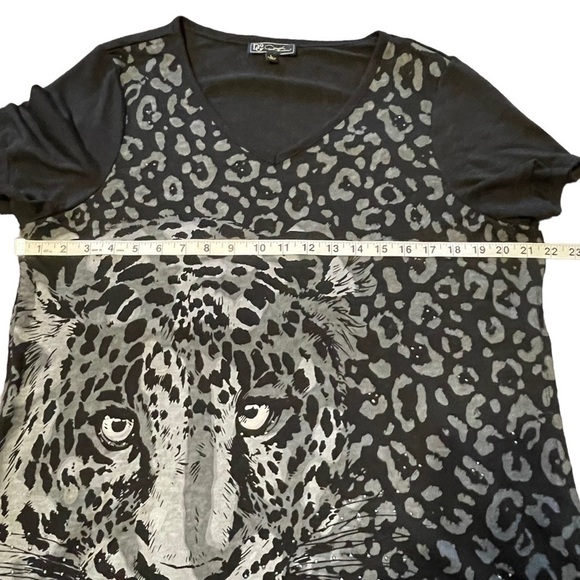 Embellished Burnout Black Leopard Print Knit Top by Dian Gilman - Sz L - Picture 10 of 10